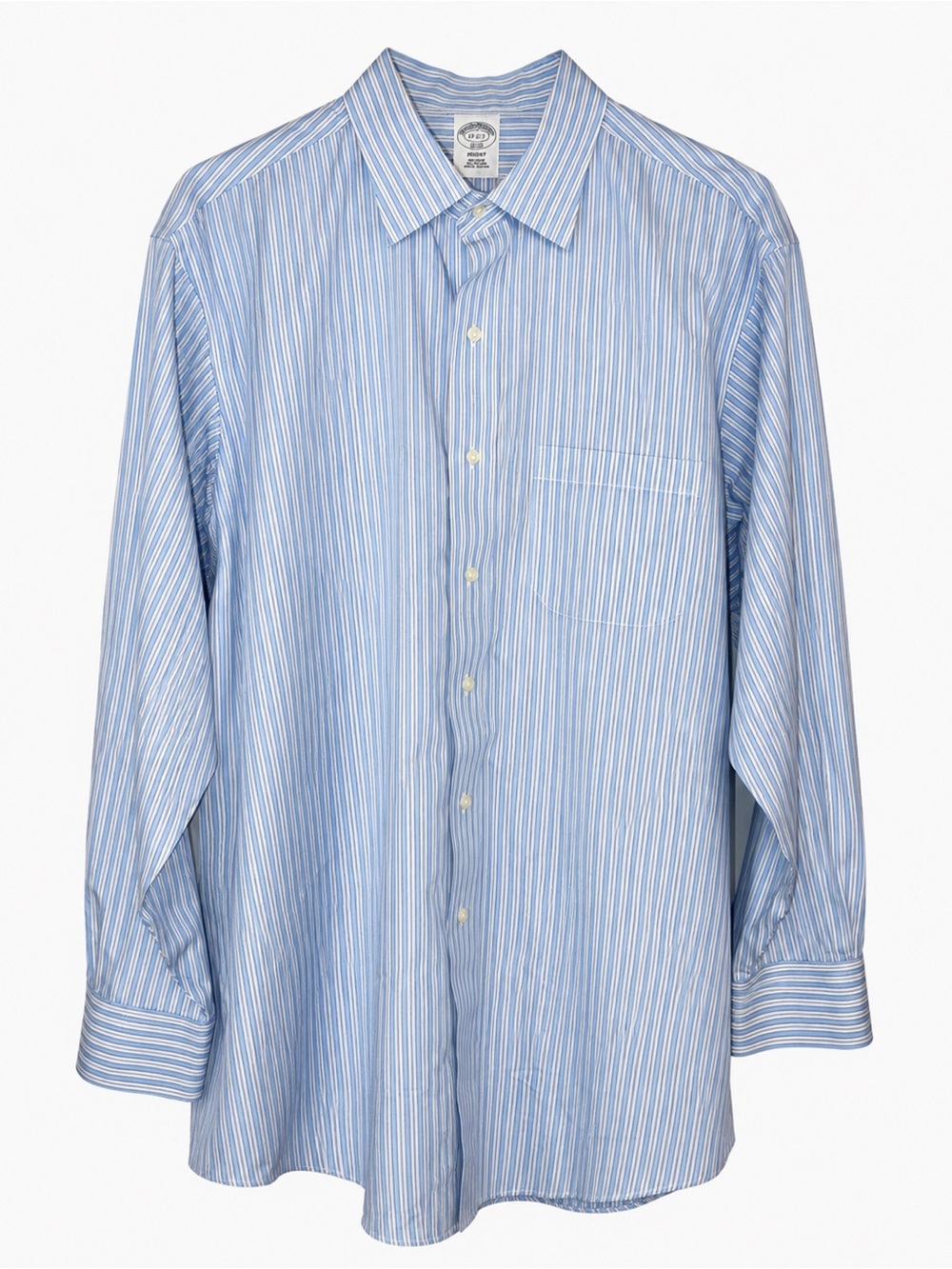 Brooks Brothers 1818 Regent Fit Non-Iron Blue White Stripe Dress Shirt